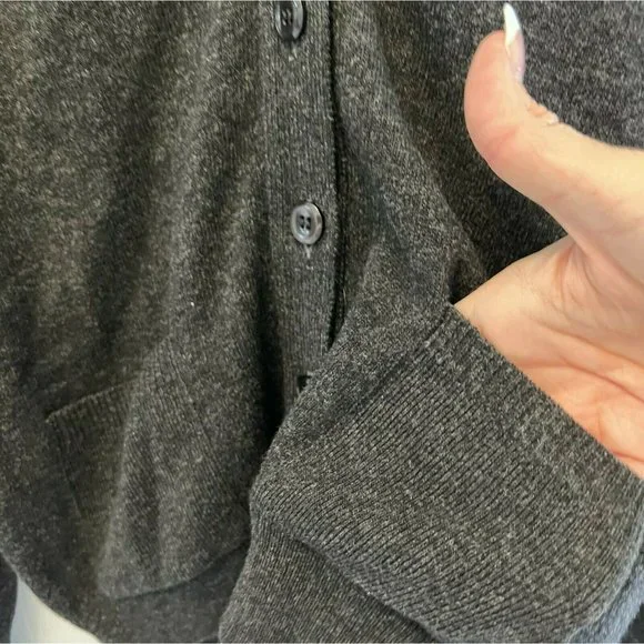 Sold Vintage James Pringle Lambswool Scotland Charcoal Gray Cardigan Sweater Me - Picture 2 of 5